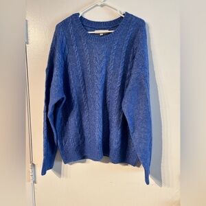 LOFT Blue Cable Knit Sweater Women’s XXL NWT Cozy Classic Pullover